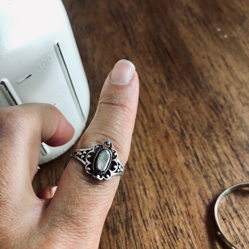 Sterling ring pink/gray stone